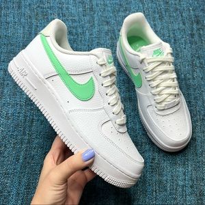 Nike Air Force 1 Low Sneakers in White Green Glow